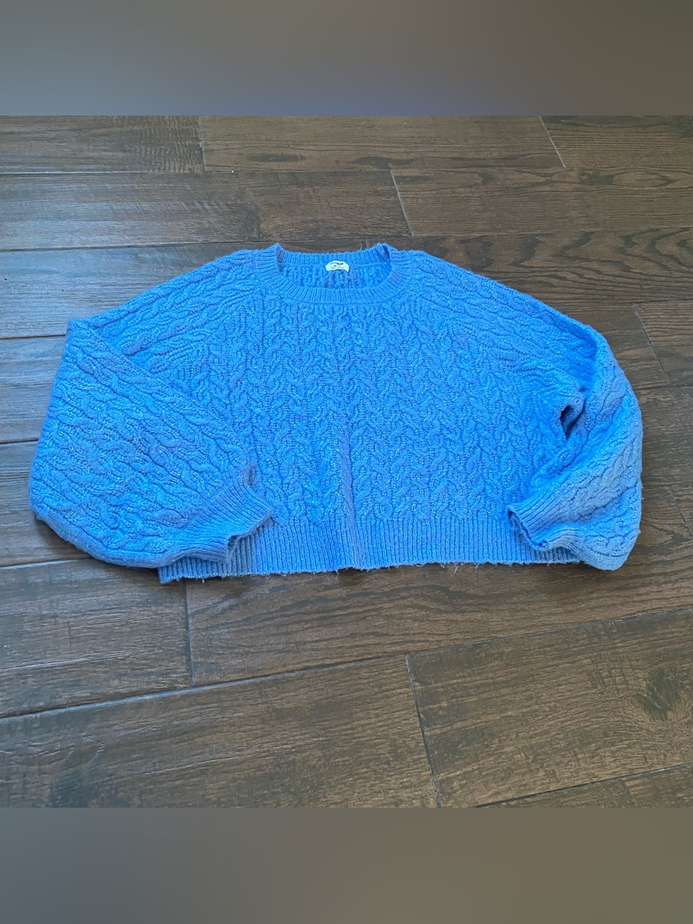 Cotton:On periwinkle blue cropped cable knit sweater